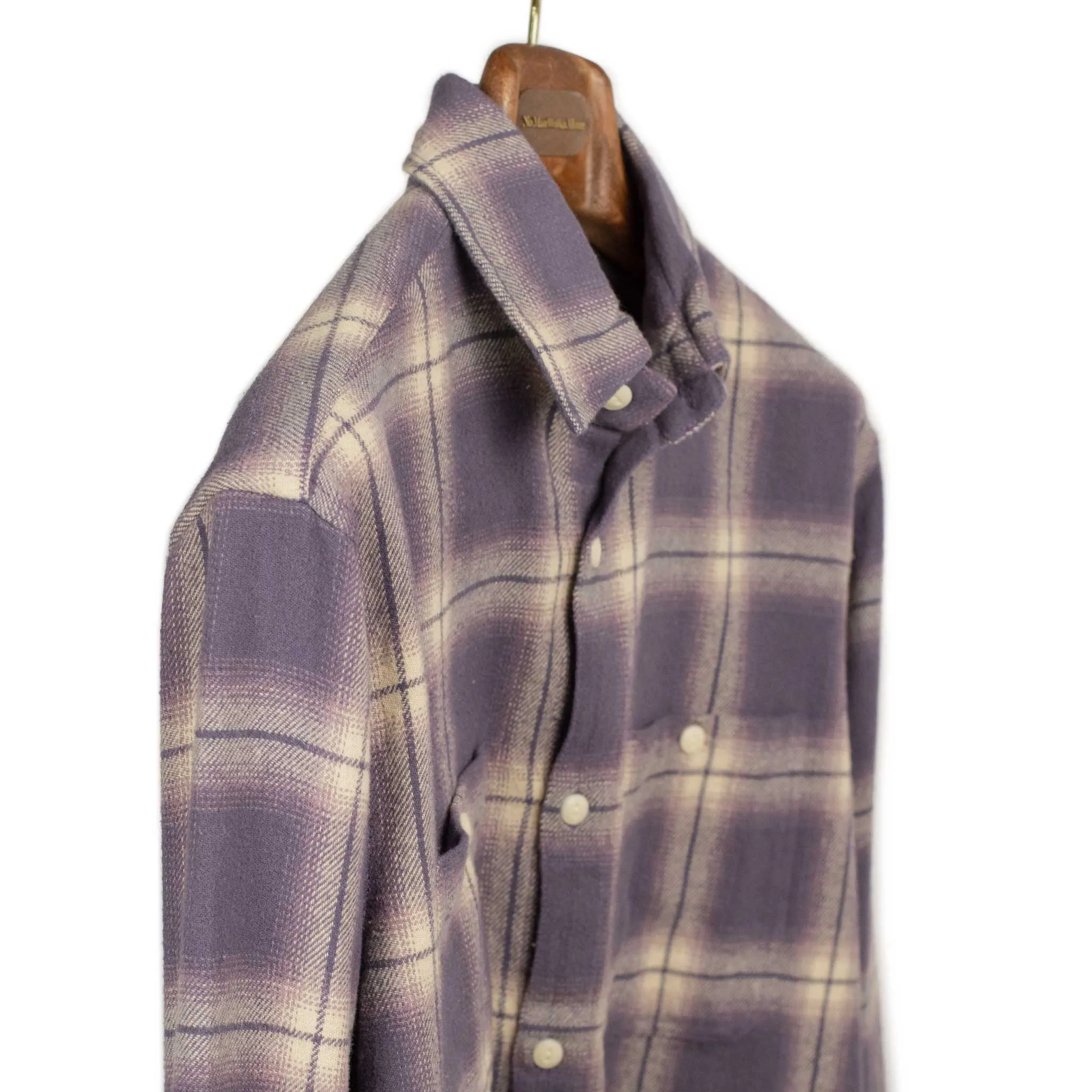Utility shirt in faded lilac shadow plaid flannel