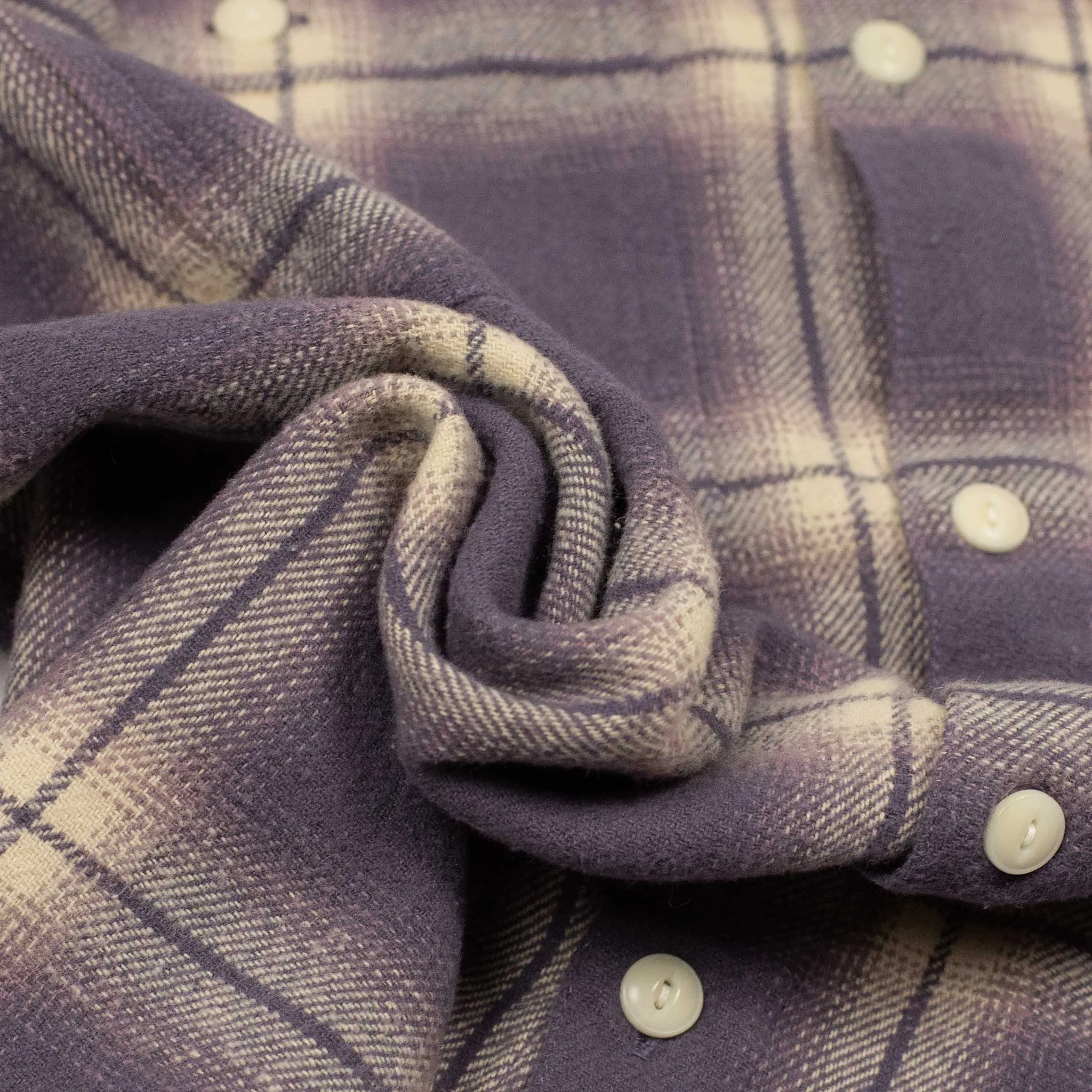 Utility shirt in faded lilac shadow plaid flannel