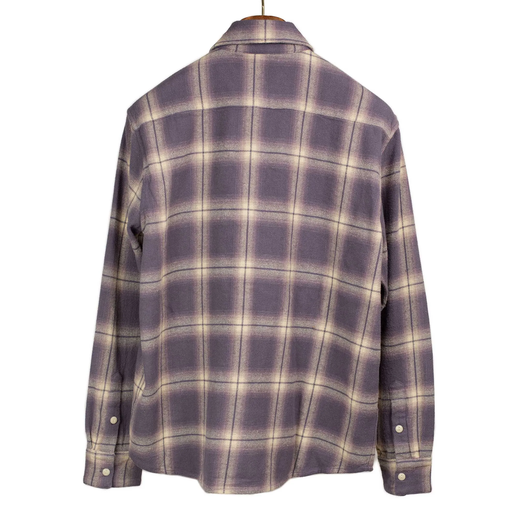 Utility shirt in faded lilac shadow plaid flannel