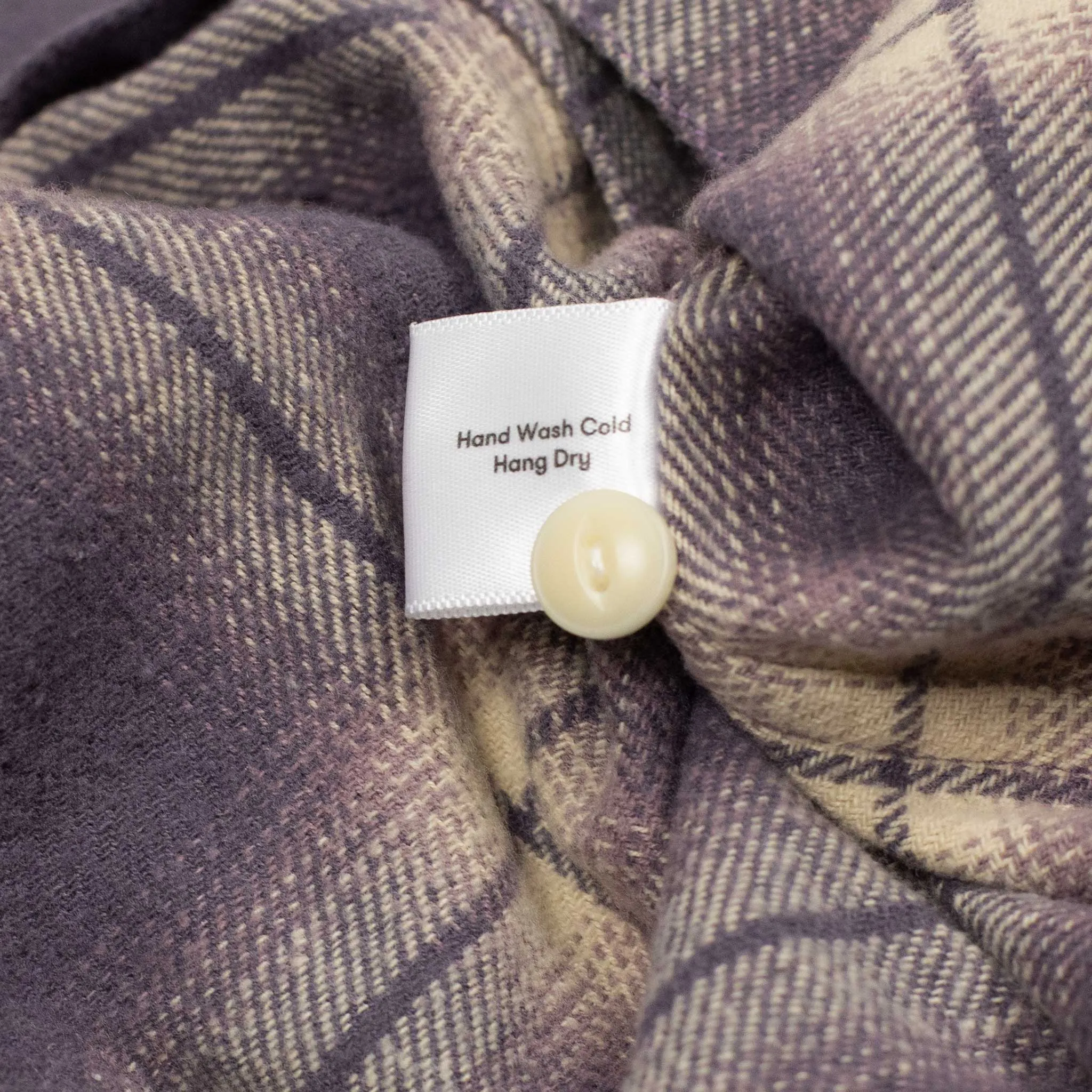 Utility shirt in faded lilac shadow plaid flannel