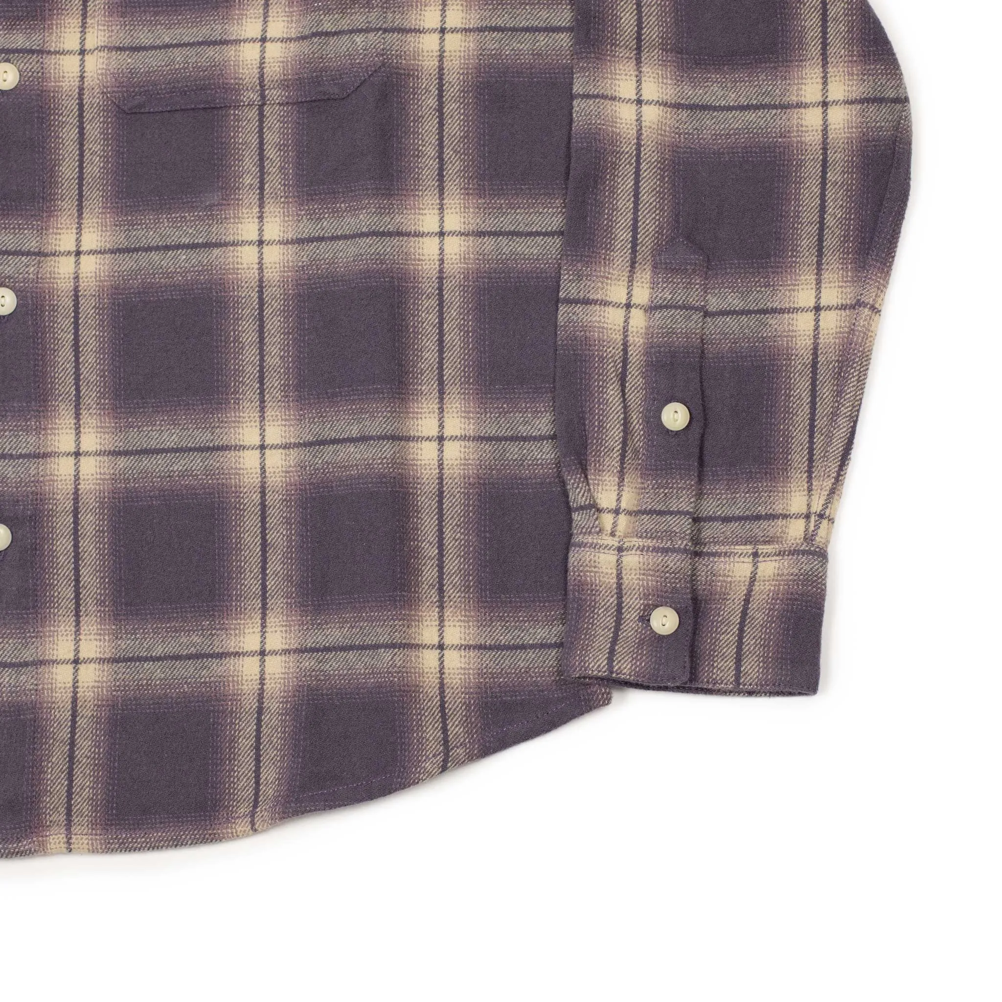 Utility shirt in faded lilac shadow plaid flannel