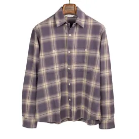 Utility shirt in faded lilac shadow plaid flannel
