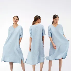 V Neck Linen Tunic Dress