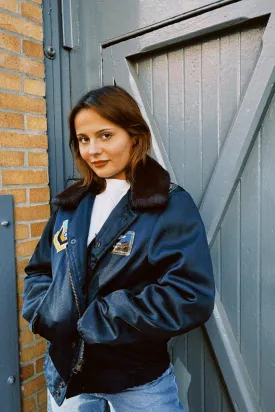 VINTAGE NAVY MILITARY BOMBER JACKET