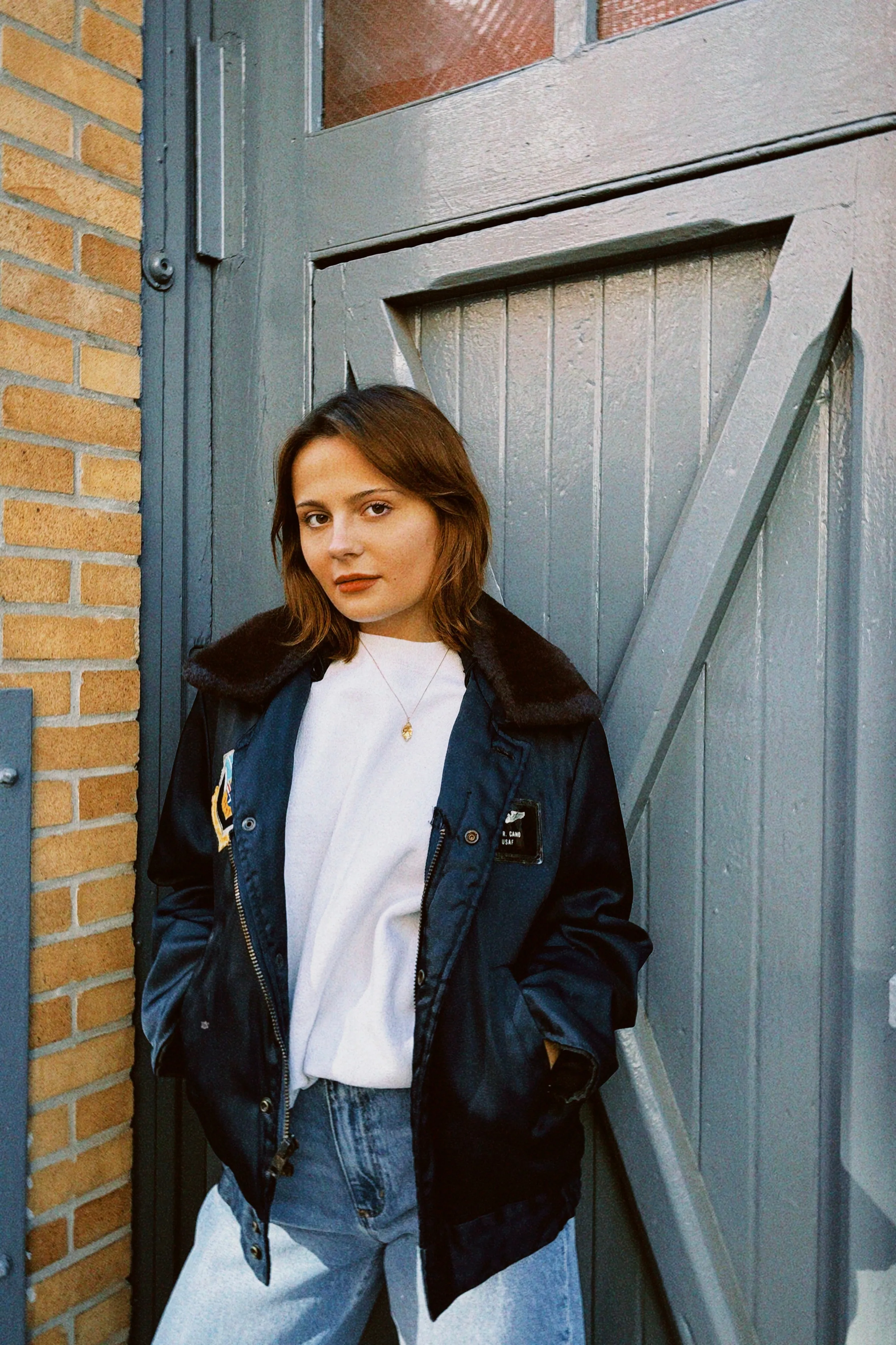 VINTAGE NAVY MILITARY BOMBER JACKET
