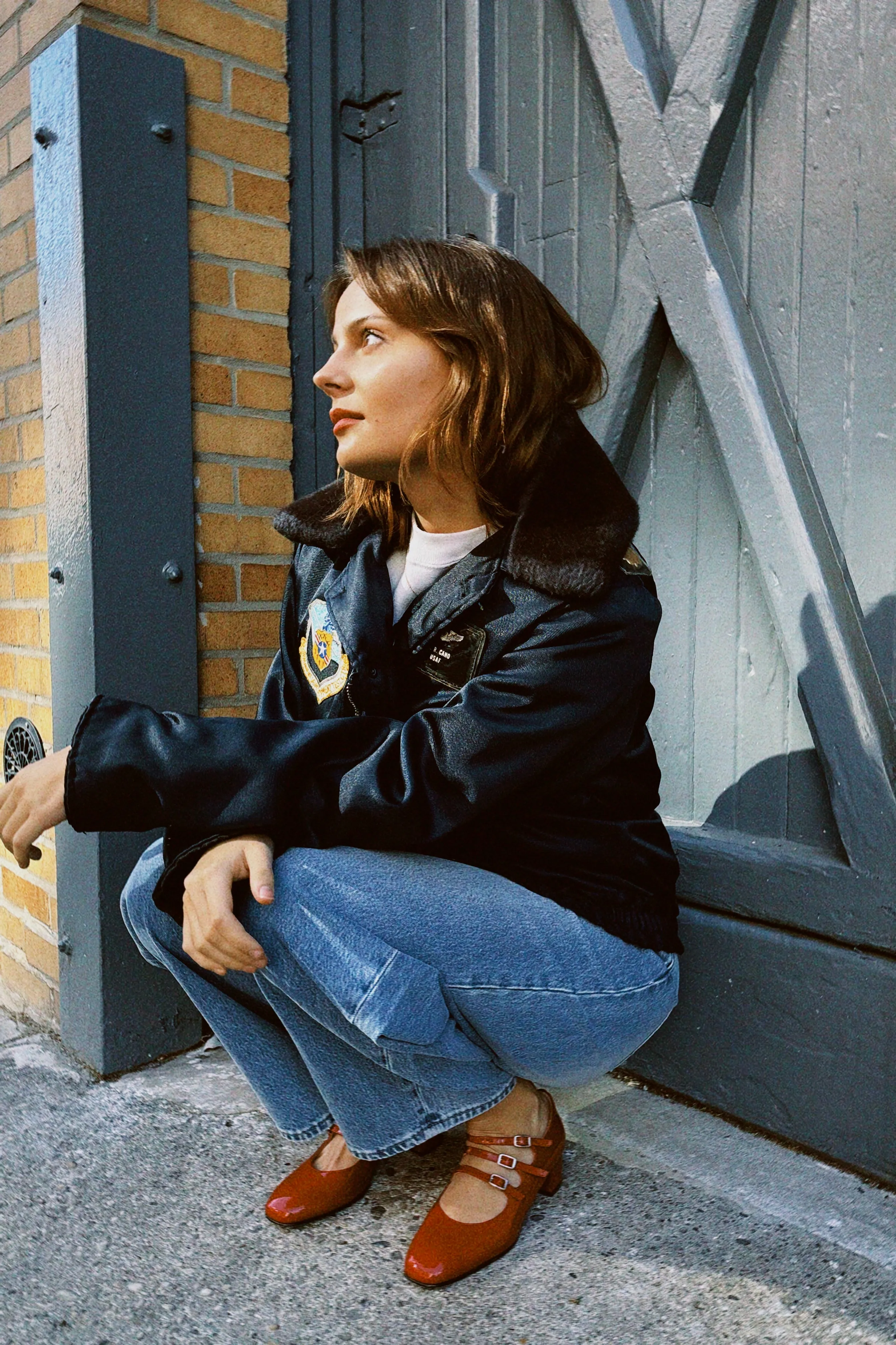 VINTAGE NAVY MILITARY BOMBER JACKET