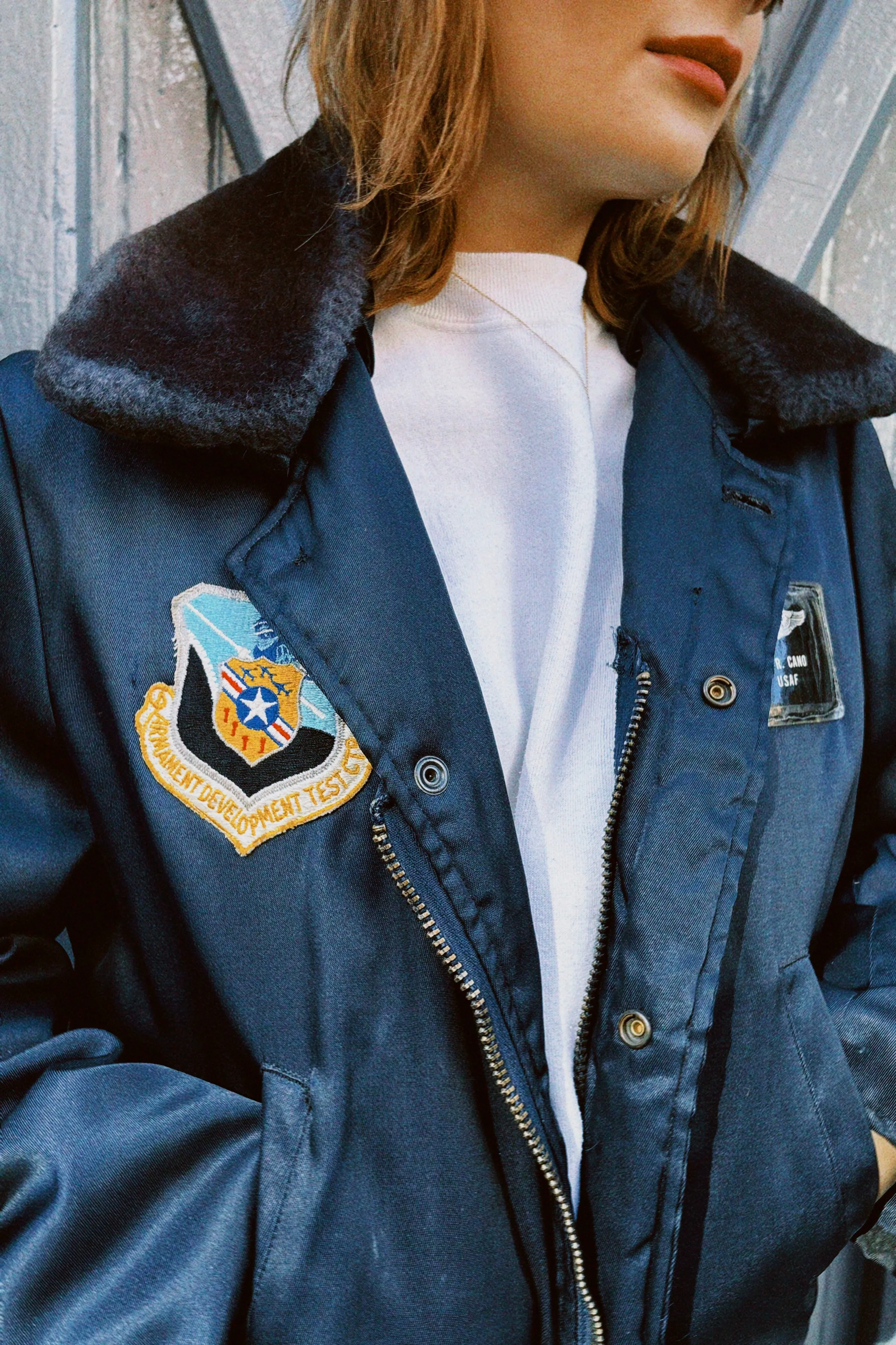 VINTAGE NAVY MILITARY BOMBER JACKET