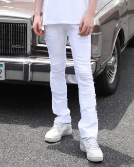 Vintage White Flared Jeans with Raw-Edged Accents