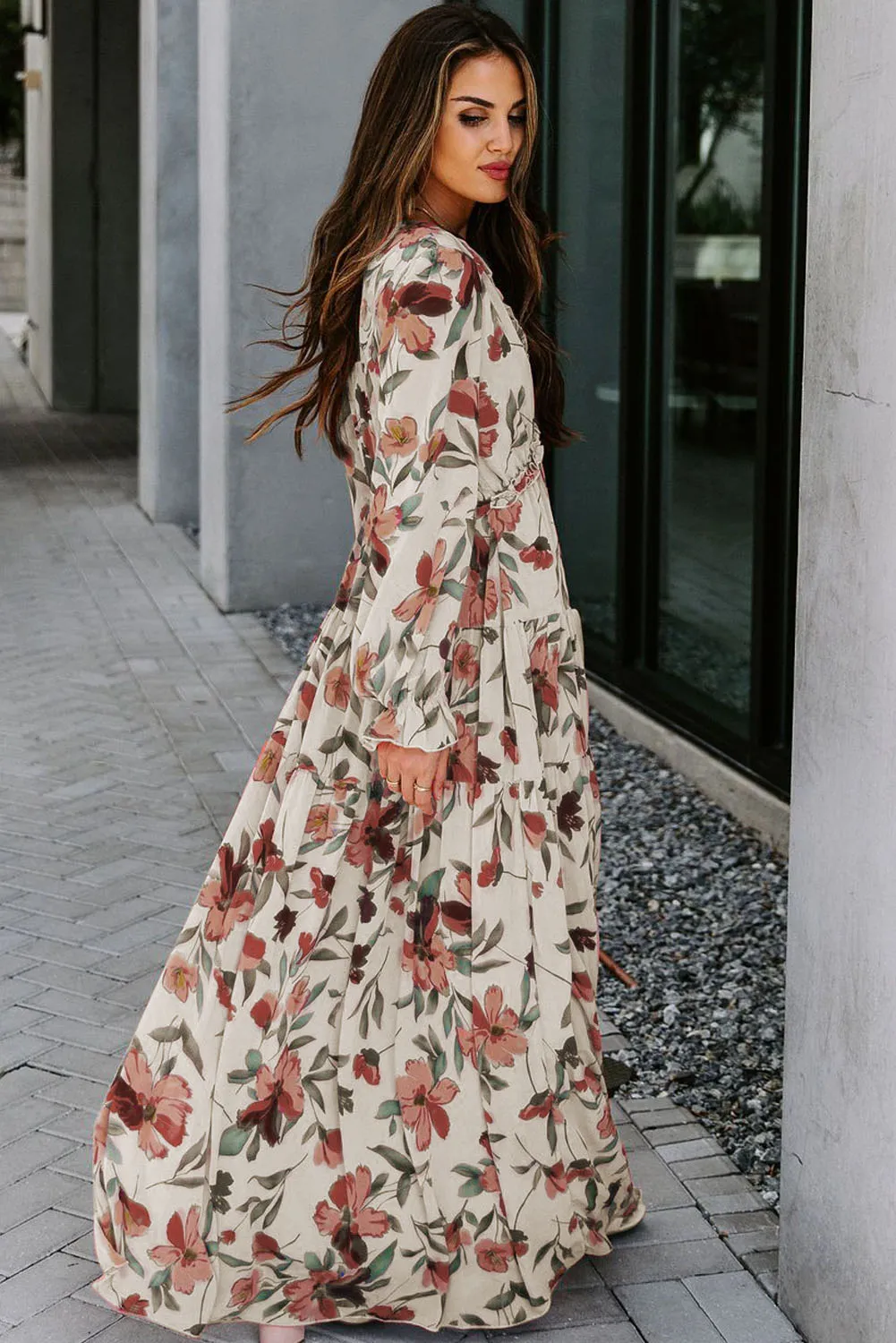 Wild Lotus Ruffle Tiered Maxi Dress