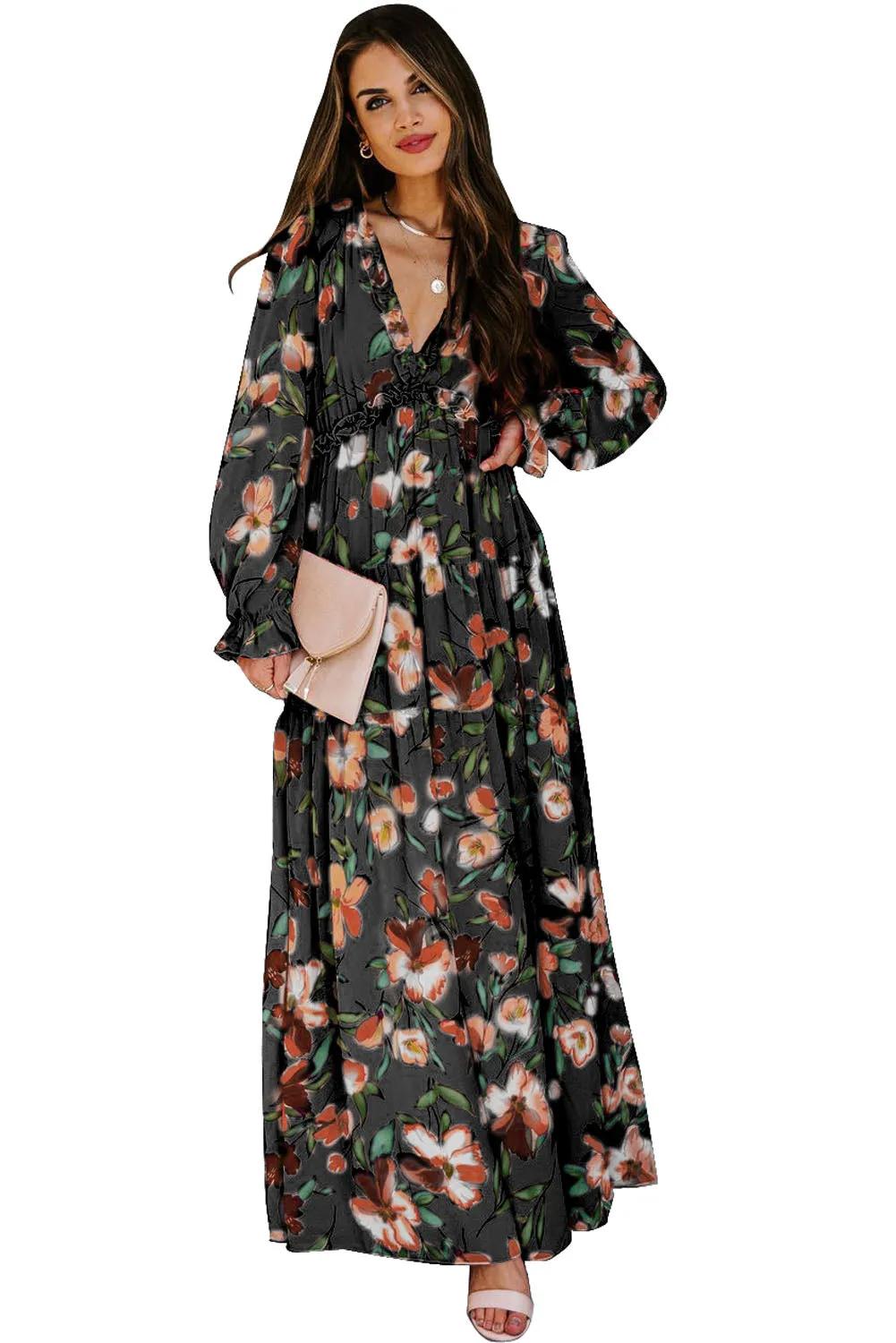 Wild Lotus Ruffle Tiered Maxi Dress
