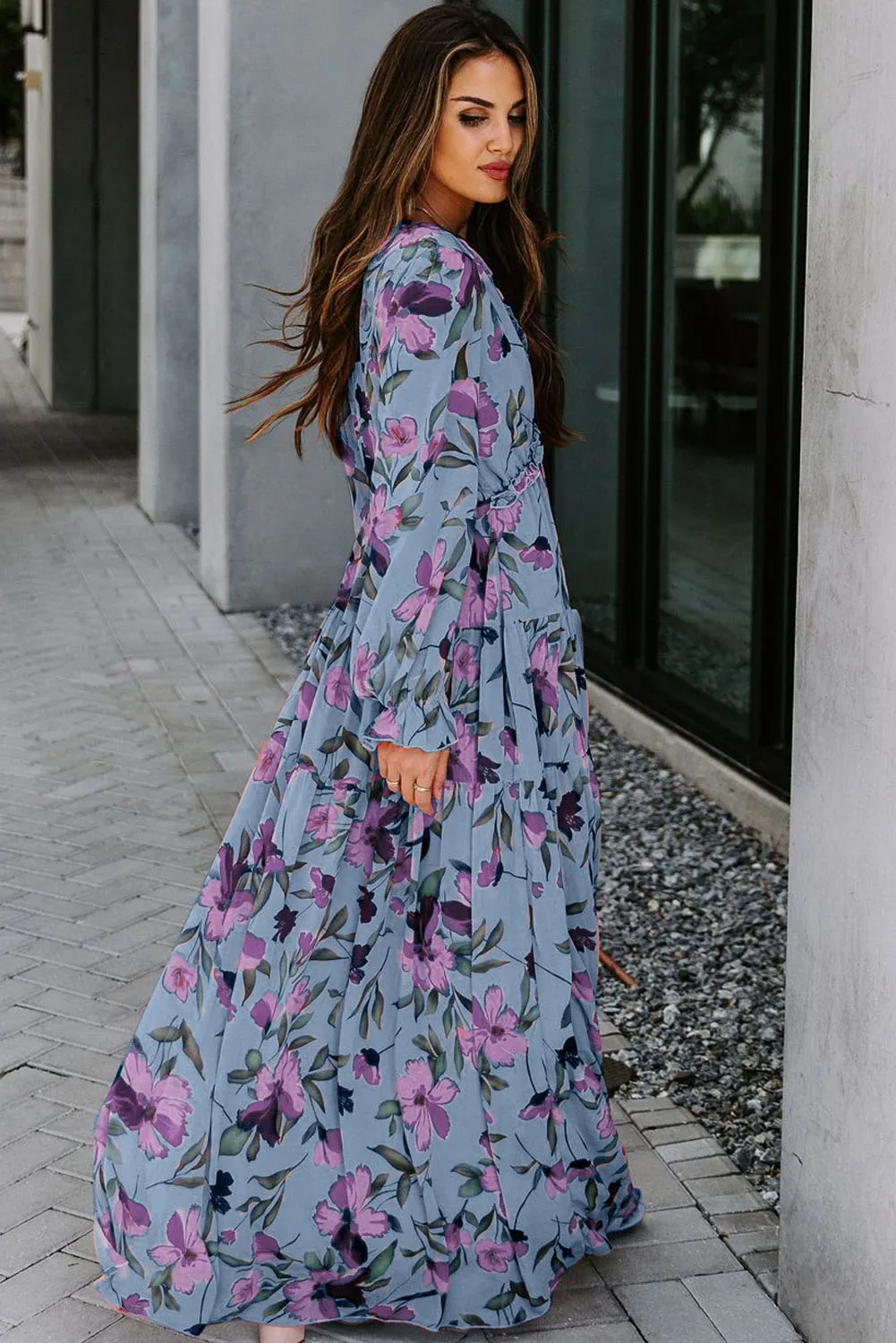 Wild Lotus Ruffle Tiered Maxi Dress