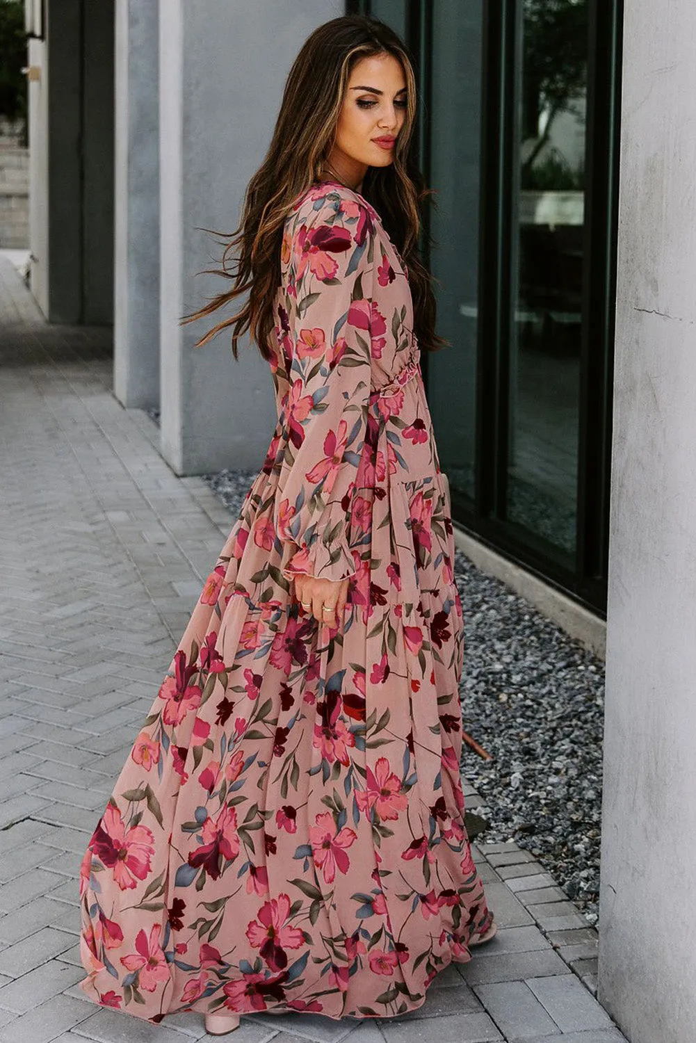Wild Lotus Ruffle Tiered Maxi Dress