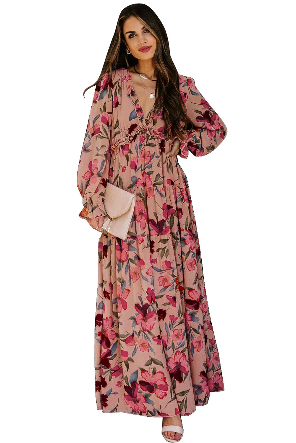 Wild Lotus Ruffle Tiered Maxi Dress