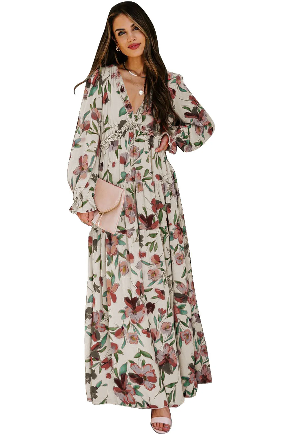 Wild Lotus Ruffle Tiered Maxi Dress