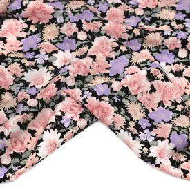 Wildflower Meadow Rayon Voile - Black/Blush/Lilac