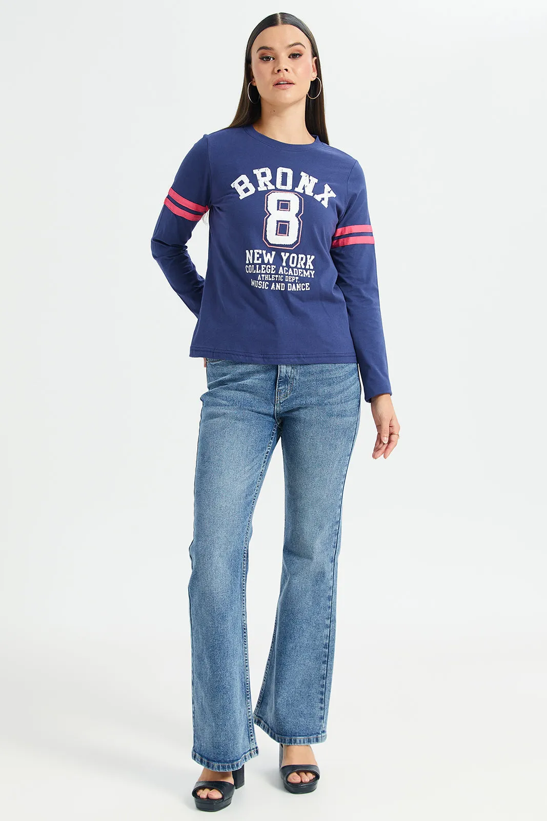 Women Blue Plain Flared Jeans