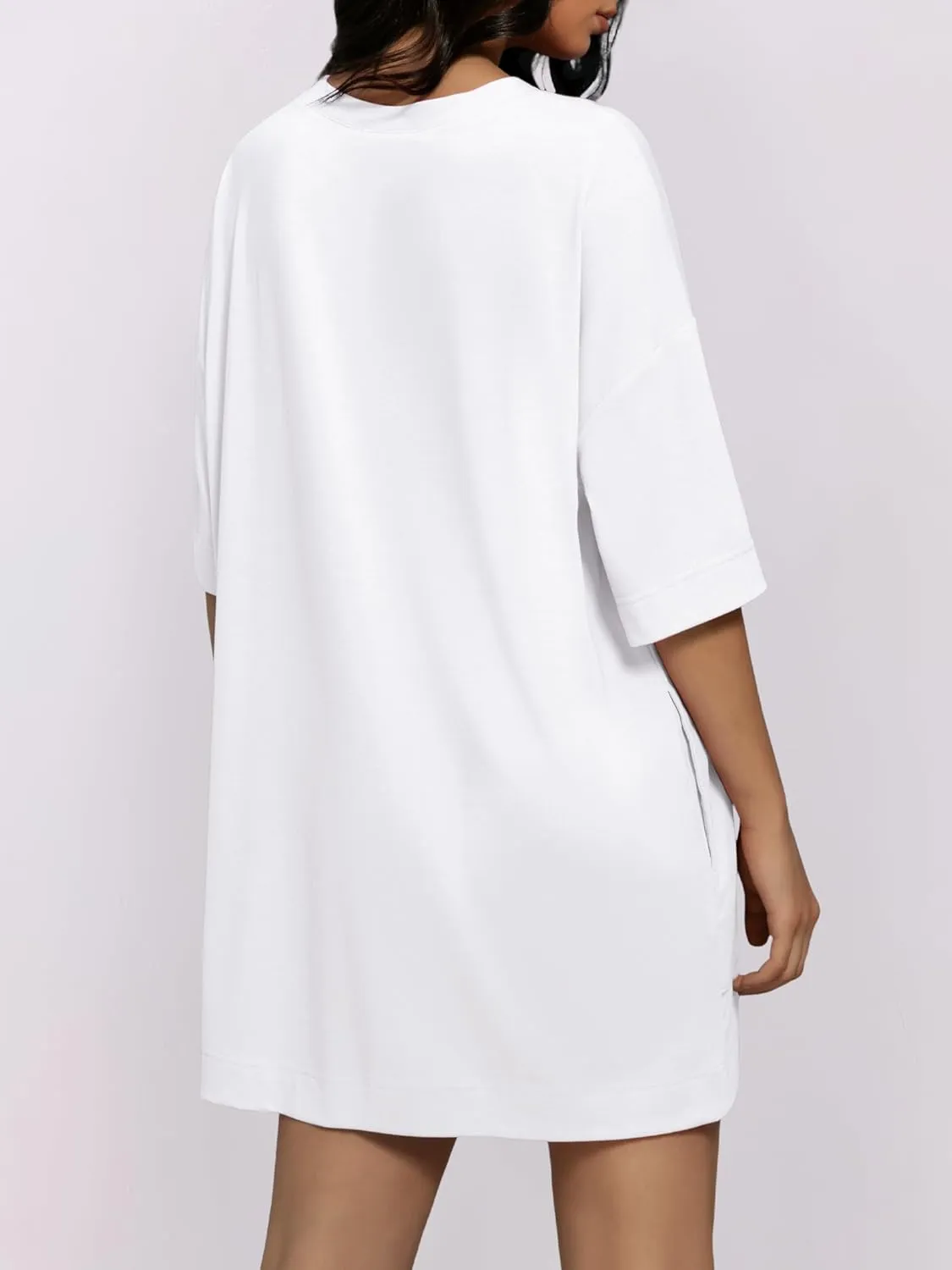 Womens Oversized T Shirt Dress Short Sleeve Crewneck Tunic Tops Basic Summer Casual Mini Short Dresses with Pockets