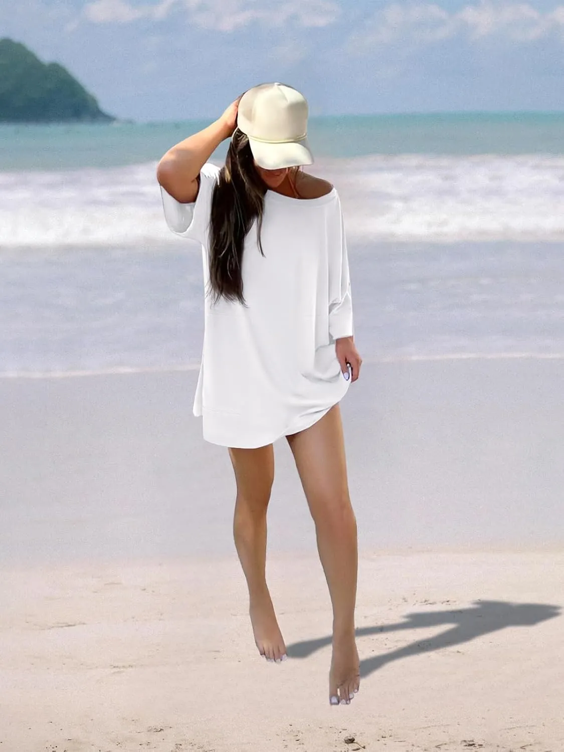 Womens Oversized T Shirt Dress Short Sleeve Crewneck Tunic Tops Basic Summer Casual Mini Short Dresses with Pockets