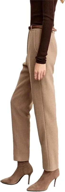 Women's Wool Pants Female Casual Straight Trousers for Winter Wide-Leg High-Waist Loose Trousers