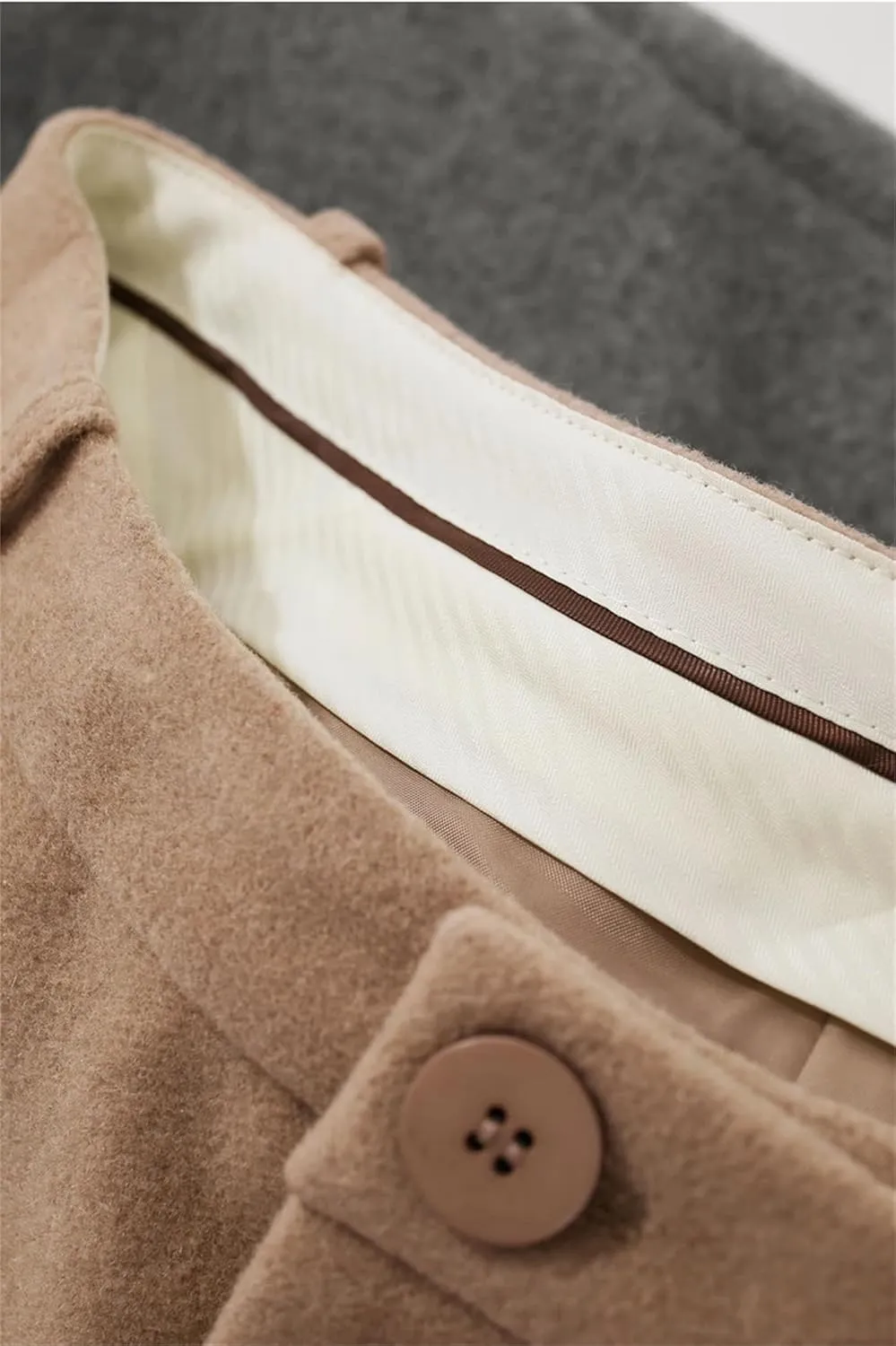 Women's Wool Pants Female Casual Straight Trousers for Winter Wide-Leg High-Waist Loose Trousers