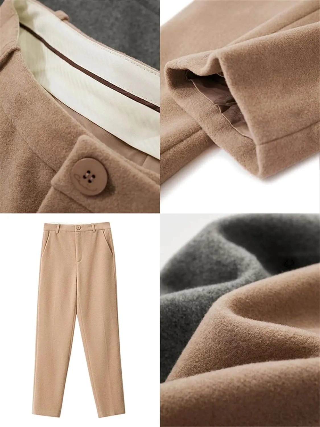 Women's Wool Pants Female Casual Straight Trousers for Winter Wide-Leg High-Waist Loose Trousers